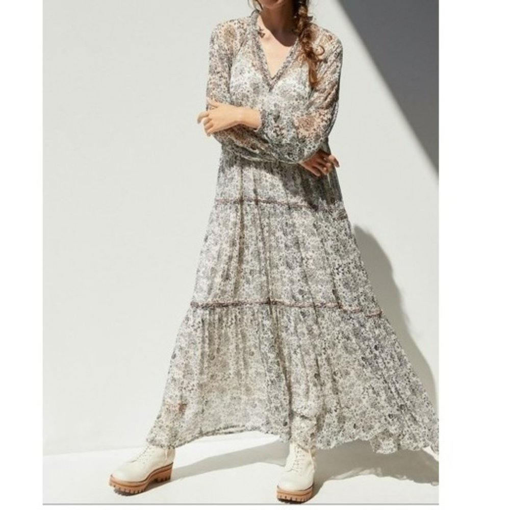 Aanthropologie Romilly Tiered Maxi Dress Floral
